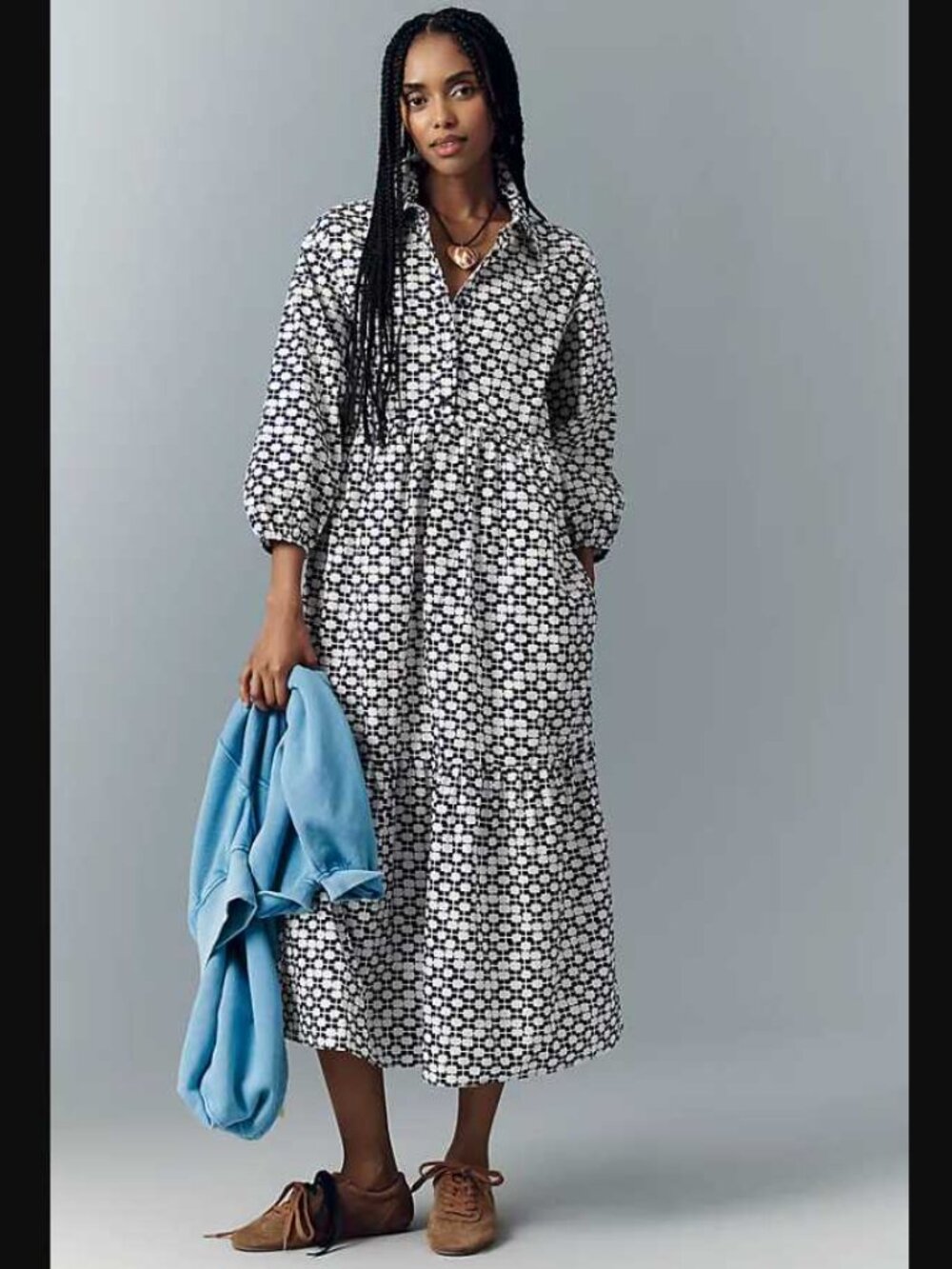 NWOT S Anthropologie x Maeve the Bettina midi shirtdress 100% Cotton shirt dress